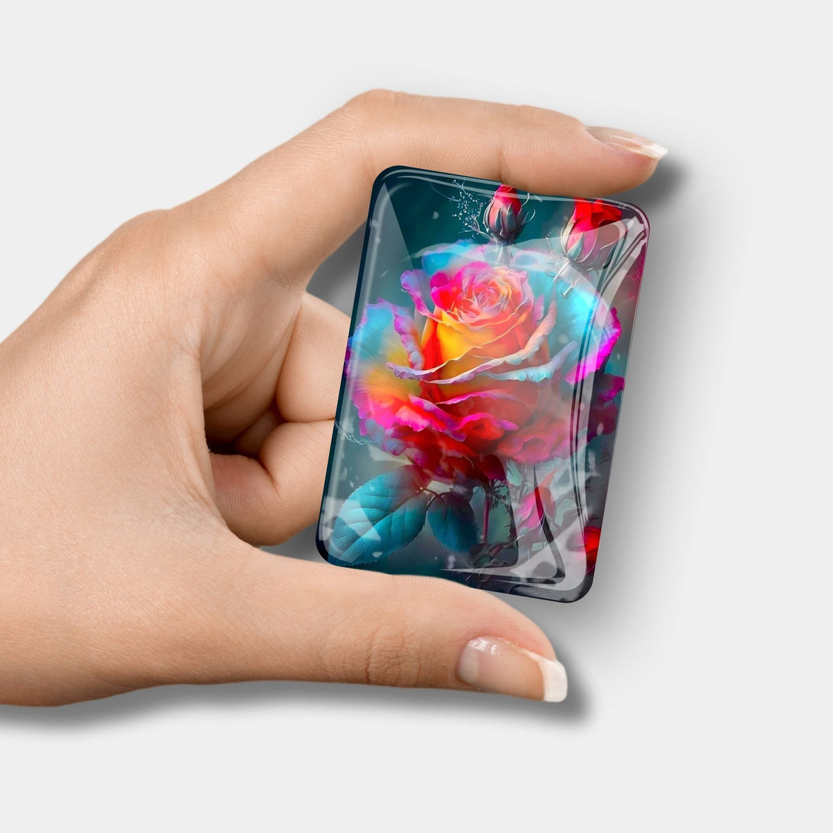 Glas Cover Minder mit bunten Rosenblüten Motiv für Diamond Painting Zubehör und Diamanten Painting Accessoires