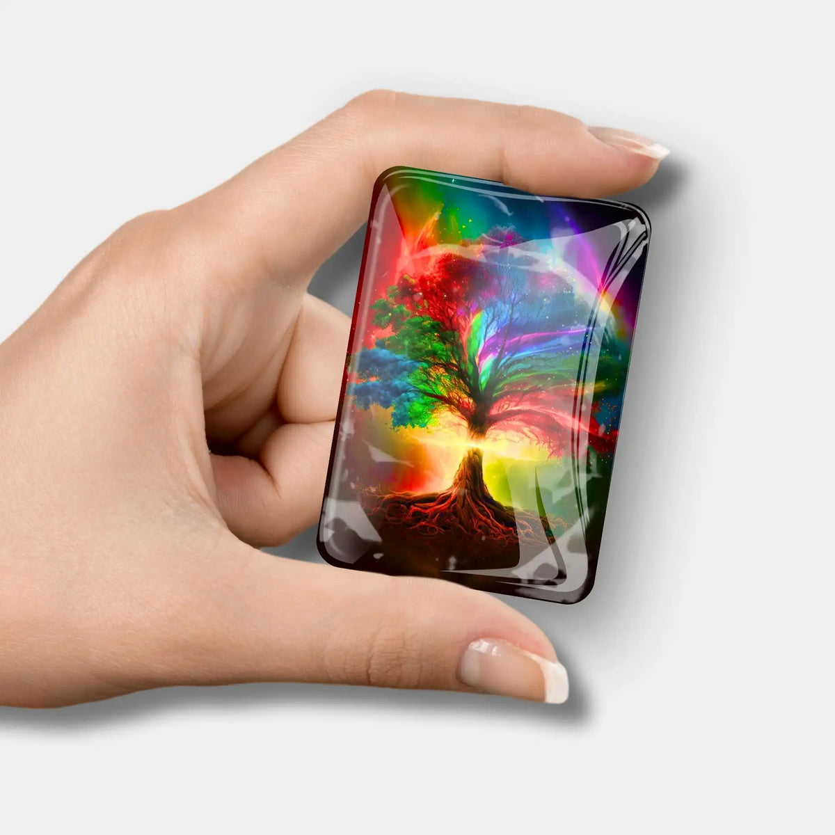 Bunter Lebensbaum Glas-Coverminder als magnetisches Zubehör für Diamond Painting Projekte