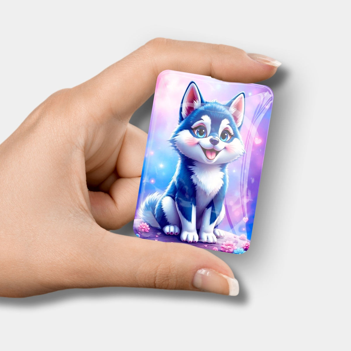 Glas Cover Minder mit Husky Motiv als nützliches Zubehör für Diamond Painting und kreative DIY-Projekte
