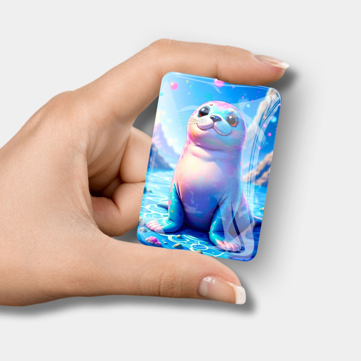 Glas Cover Minder mit Robben-Motiv als praktisches Zubehör für Diamond Painting Projekte