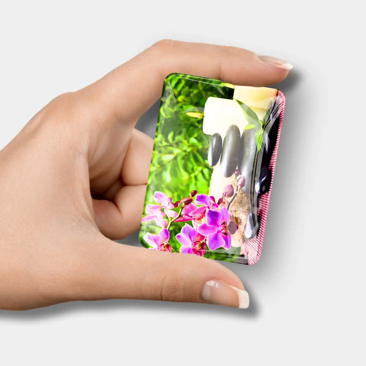 Diamond Painting Cover Minder mit Orchideen und Zen-Steinen zur Fixierung der Leinwand beim Diamanten Painting
