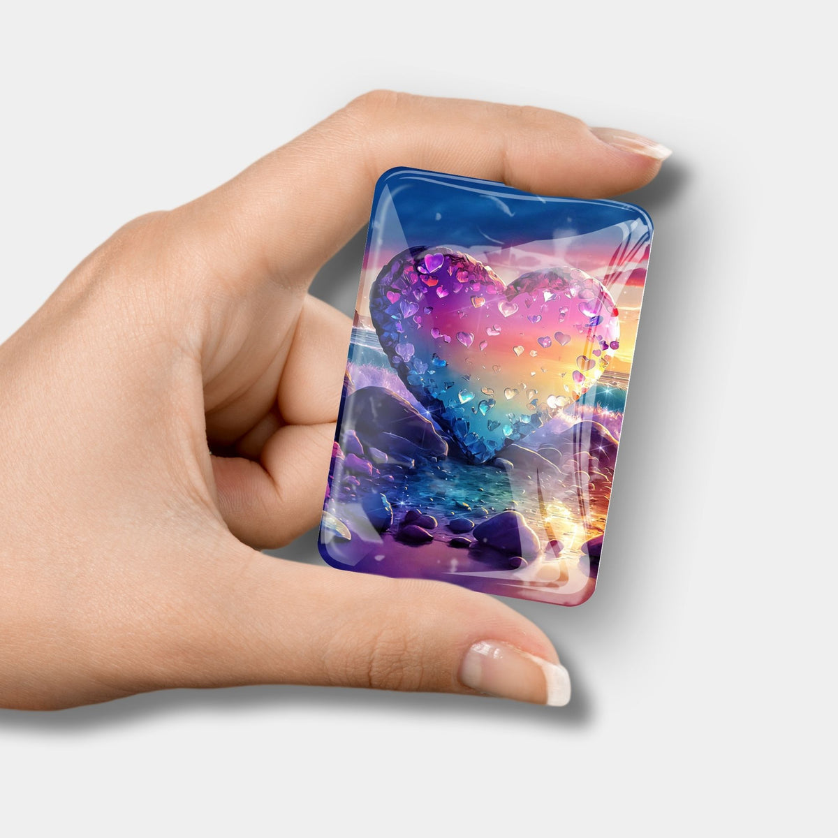 Glas Cover Minder mit Herz-Motiv für Diamond Painting, hilfreiches Zubehör zum Fixieren der Leinwand.