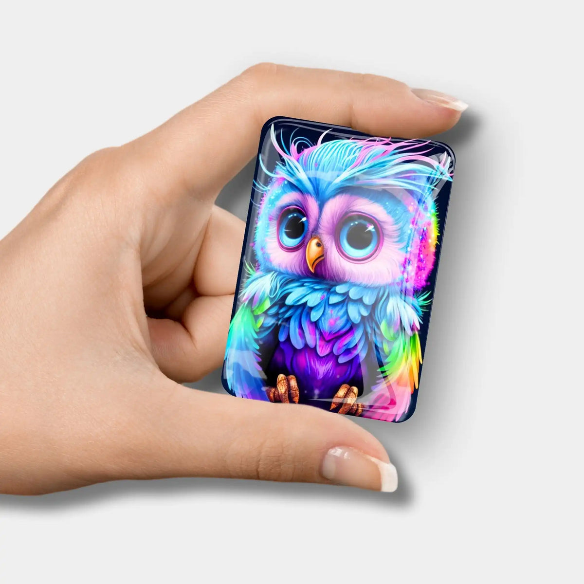 Bunter Eulen-Coverminder aus Glas als praktisches Zubehör für dein Diamond Painting Set zur Fixierung der Leinwand.