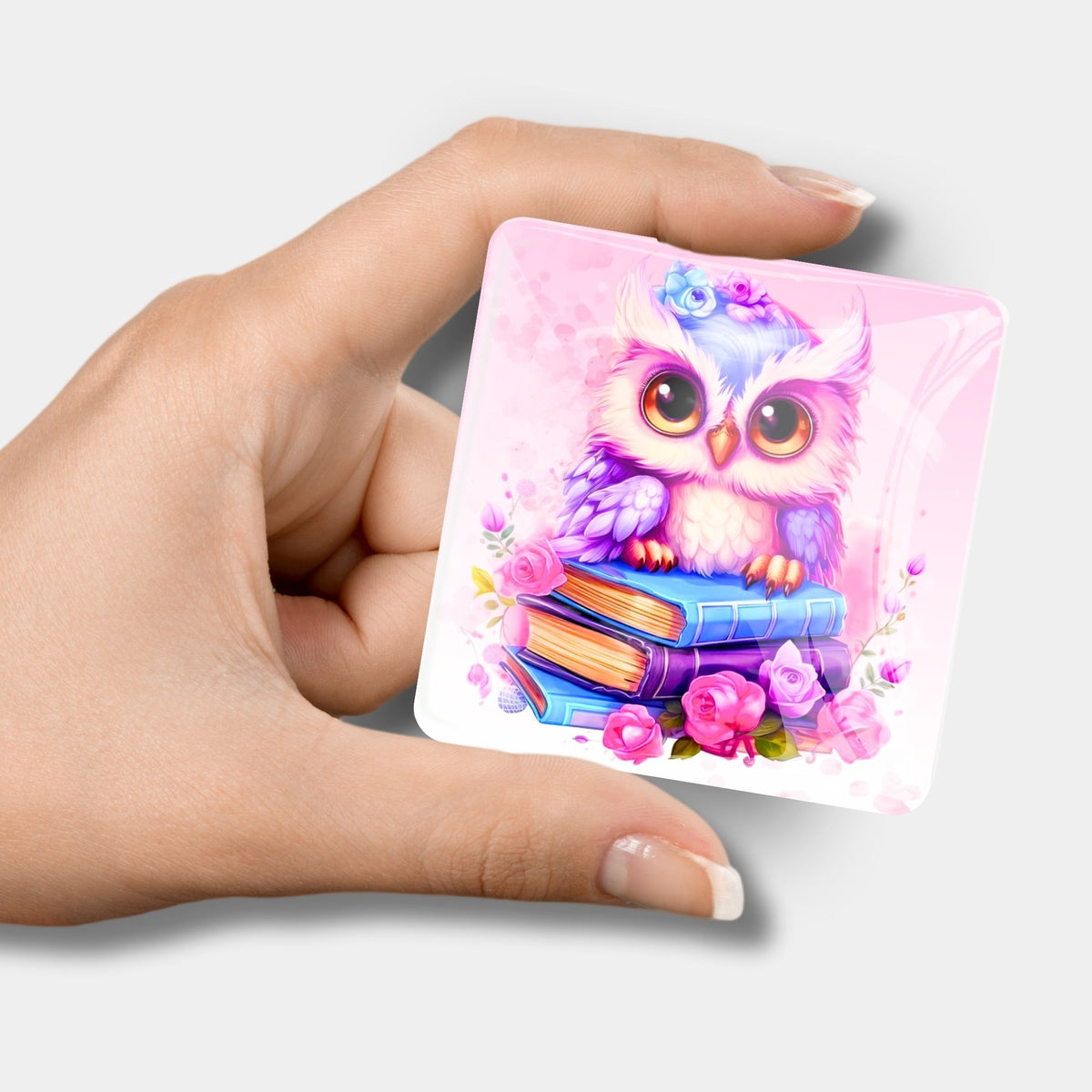Quadratischer Diamond Painting Cover Minder Büchereule für magnetischen Halt auf der Leinwand