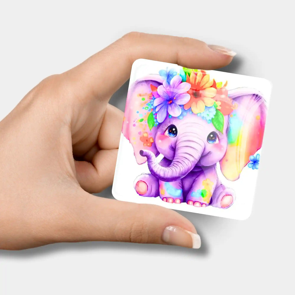 Blumenelefant Cover Minder für Diamond Painting mit buntem Tiermotiv und Magnet zur Fixierung der Schutzfolie