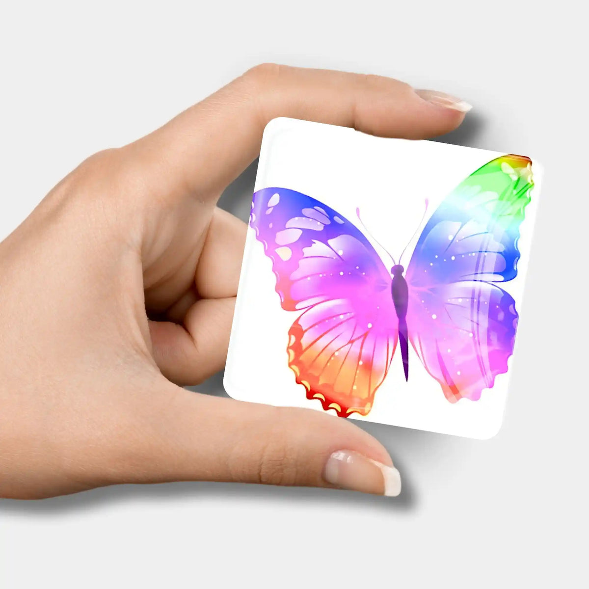 Bunter Schmetterling Cover Minder aus Glas als magnetisches Zubehör für Diamond Painting und Bastelsets