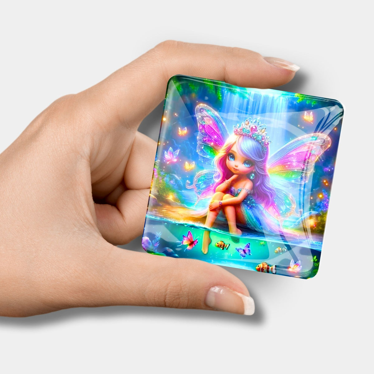 Magischer Elfenteich Cover Minder aus Glas als praktisches Zubehör für Diamond Painting und kreative DIY-Projekte