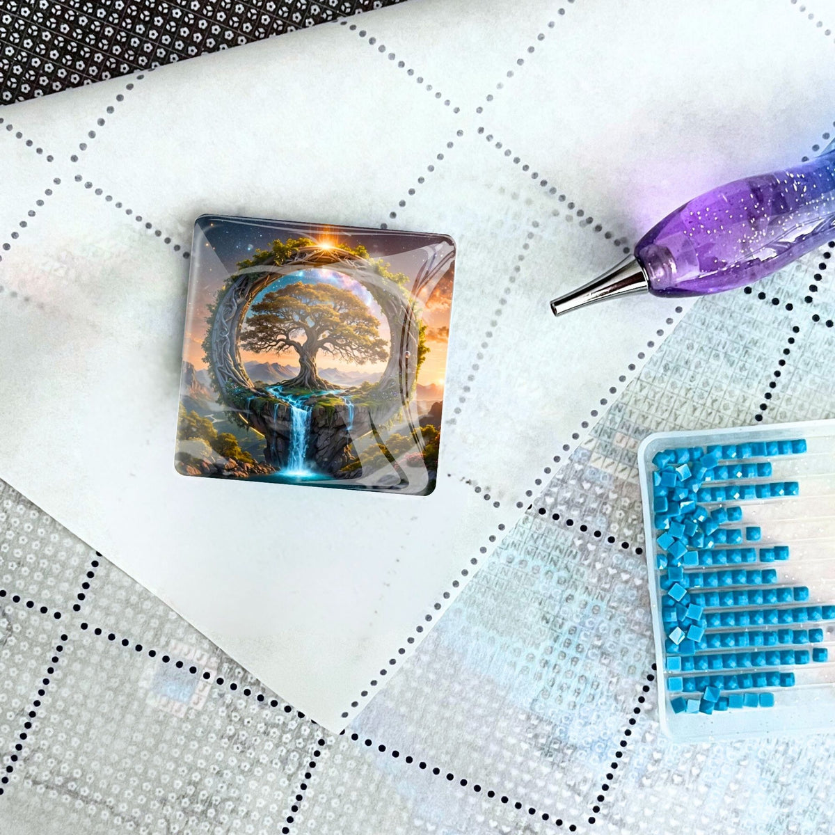 Magischer Cover Minder mit Motiv Tor zur Anderswelt für Diamond Painting Zubehör auf Leinwand mit Stift und Steinchen