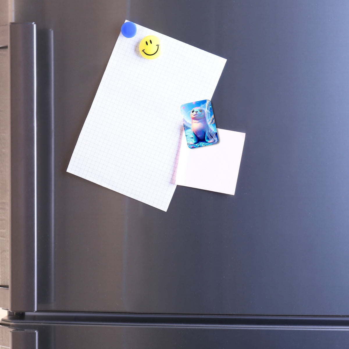Glas Cover Minder mit Robben-Motiv als magnetische Halterung für dein Diamond Painting auf einem Kühlschrank