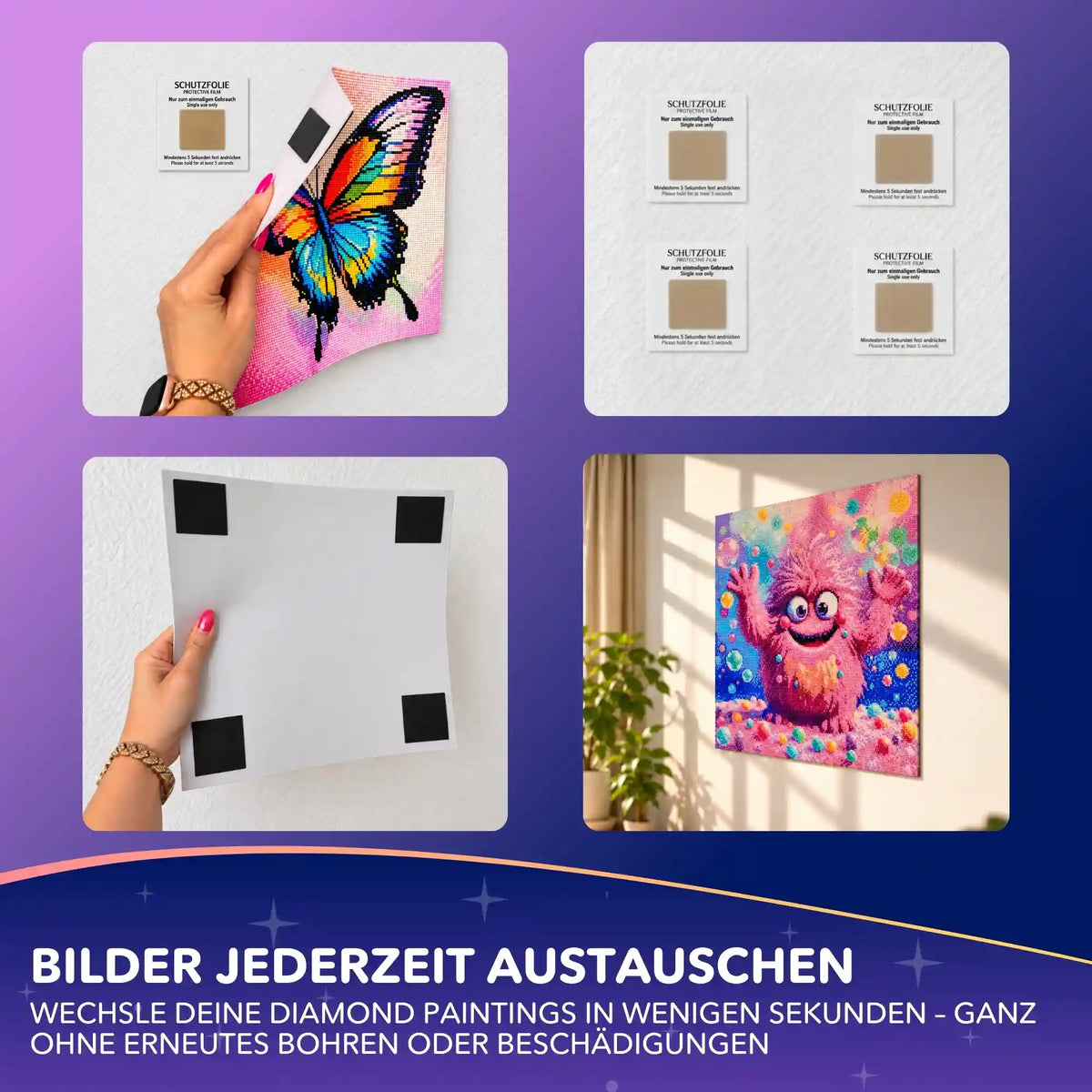 Magnetische Wandaufhängung für Diamond Painting: Bild ohne Bohren aufhängen und flexibel austauschen