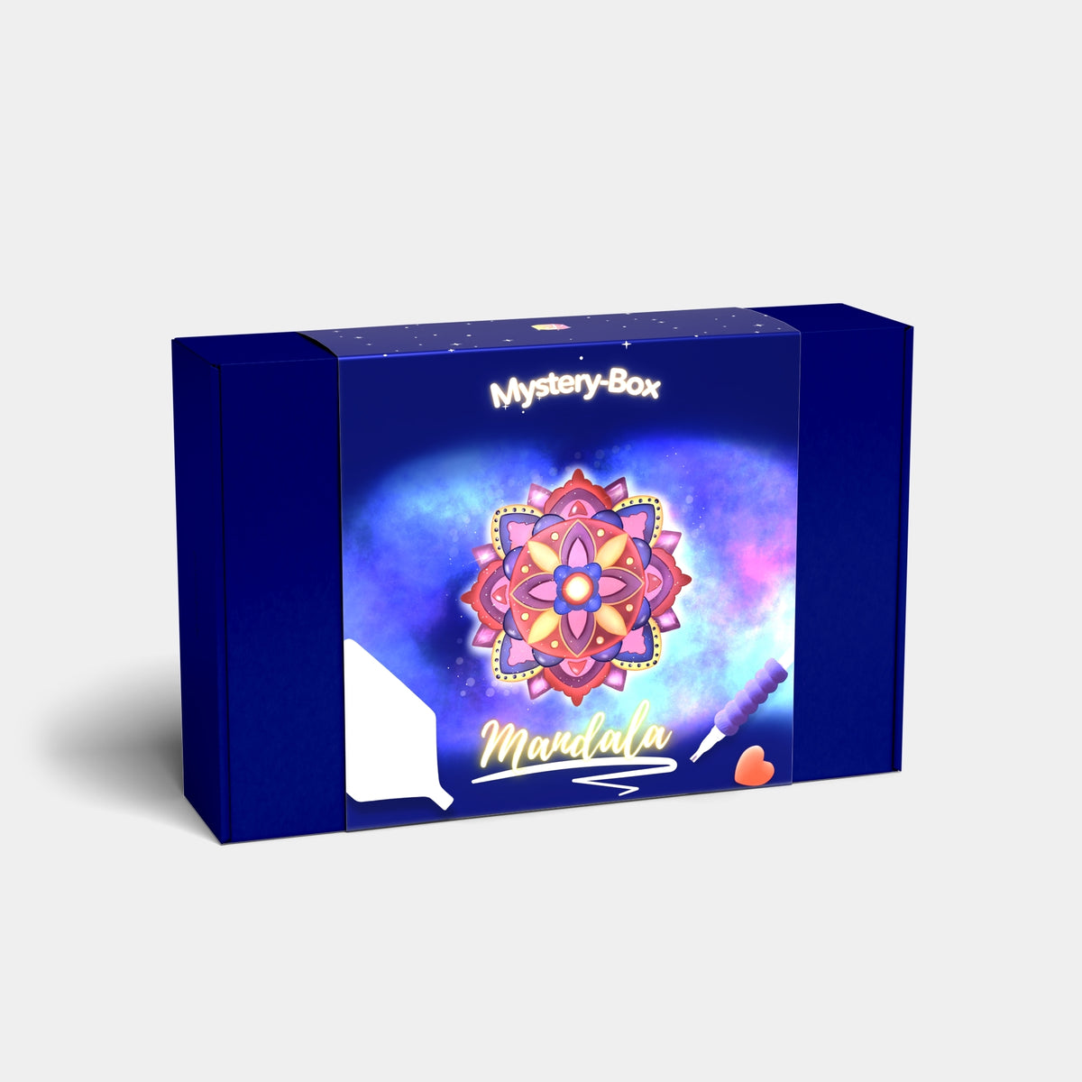 Diamond Painting Mystery-Box mit buntem Mandala Motiv und Bastelzubehör für kreative DIY-Projekte