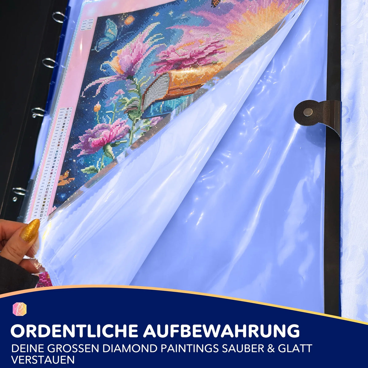 Diamond Painting Sammelmappe mit Schutzhüllen zur sicheren Aufbewahrung für fertige Diamond Painting Bilder