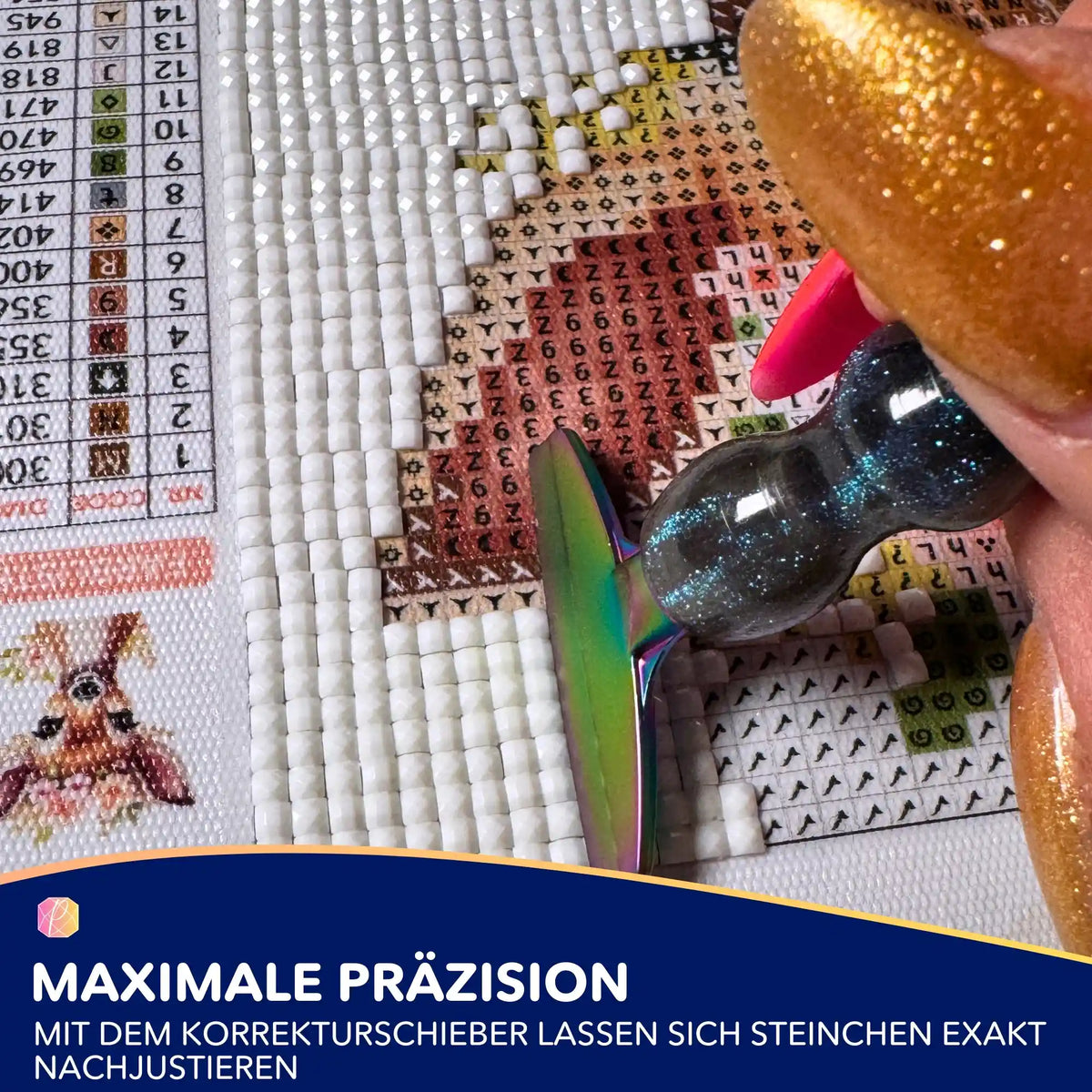 Diamond Painting Glitzerstift mit Korrekturschieber zum präzisen Ausrichten von Diamanten auf der Leinwand