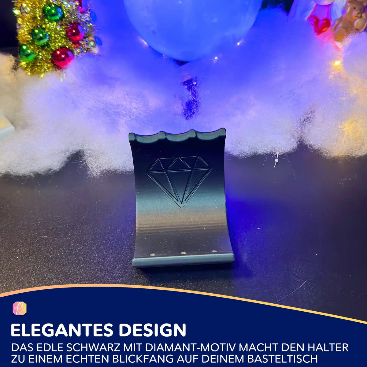 Schwarzer Stiftehalter mit Diamant-Motiv als praktisches Diamond Painting Zubehör für den Basteltisch