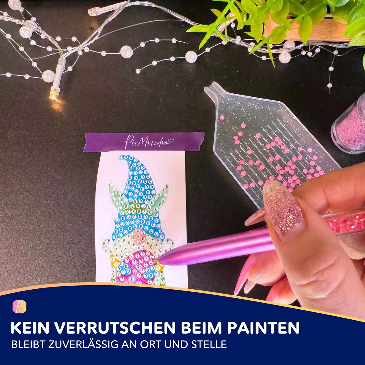 Lila Picmondoo Klebeband für Diamond Painting zur Fixierung von Leinwänden für gerade Steinreihen beim Basteln