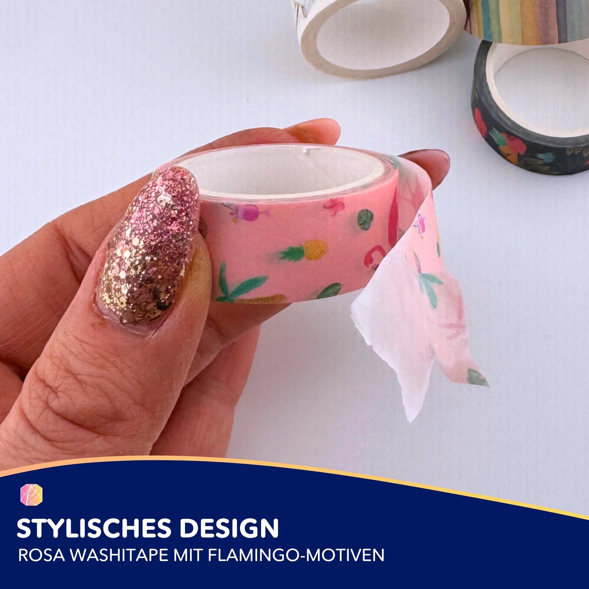 Rosa Diamond Painting Washi Tape mit Flamingo-Motiven für gerade Steinreihen und saubere Ränder