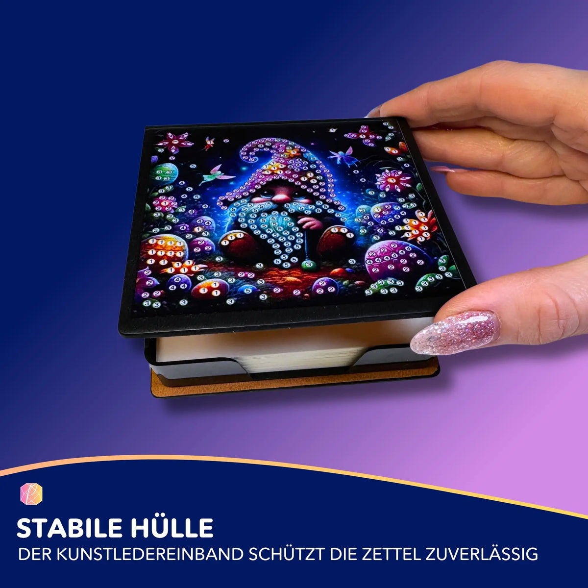 Notizzettel mit Osterzwerg Motiv für Diamond Painting in stabiler Hülle, DIY-Bastelset für kreative Osterdekoration