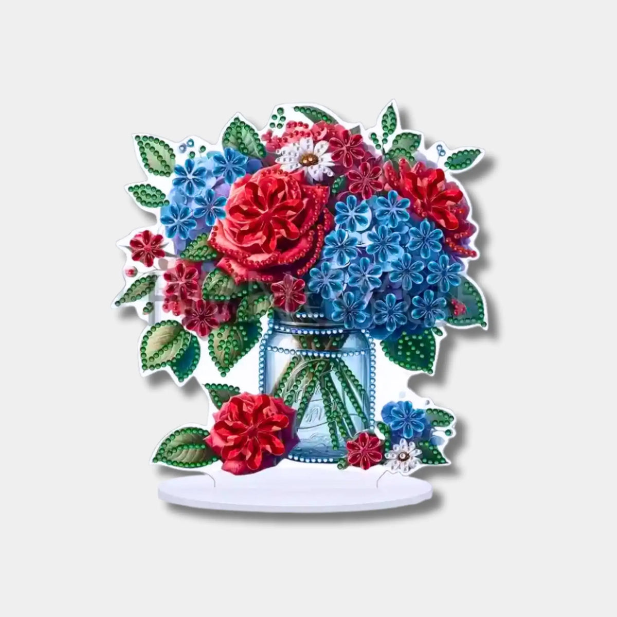 Diamond Painting Aufsteller Blumenstrauß mit bunten Glitzersteinen als dekoratives DIY-Geschenk für Muttertag