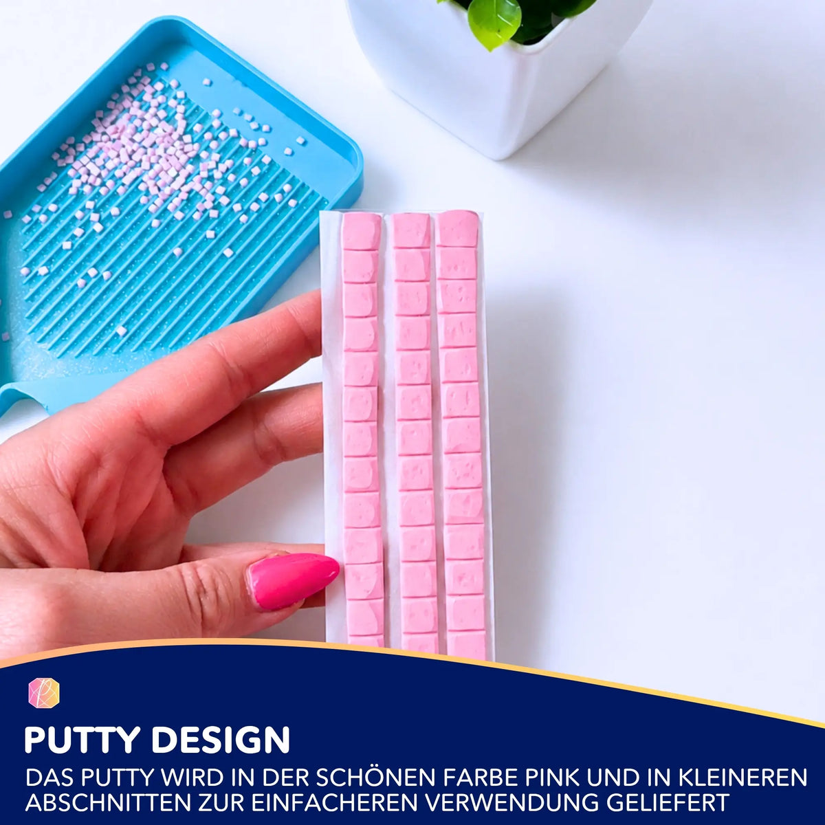 Pink Putty Pads als praktisches Diamond Painting Zubehör für einfaches Aufnehmen der Steinchen