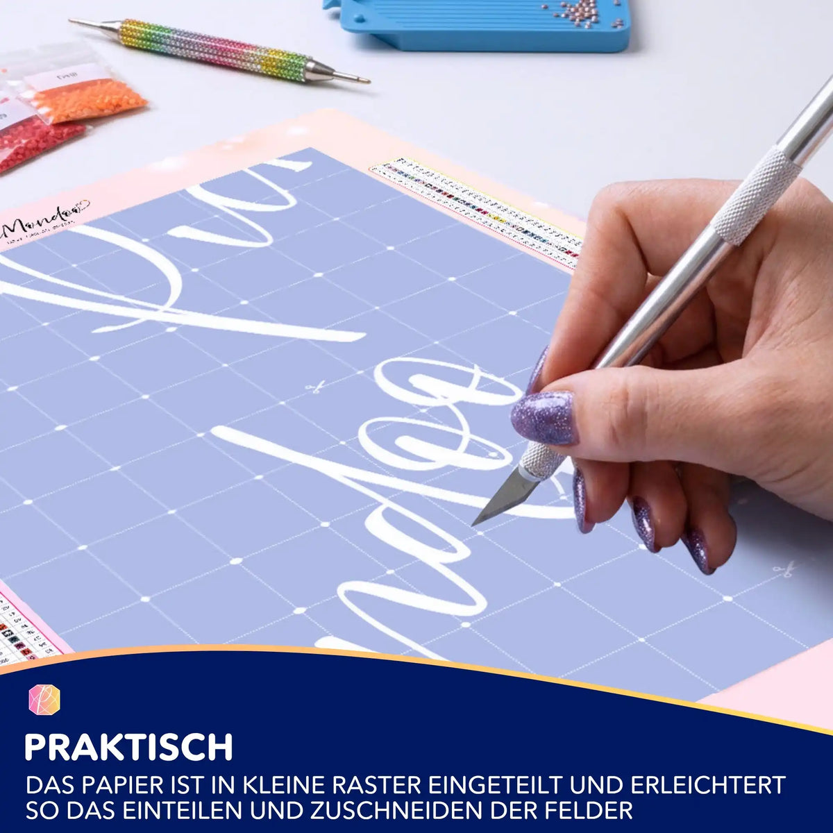 Mystery Silikonpapier für Diamond Painting mit praktischem Raster zum Zuschneiden für individuelle Diamanten Painting Projekte
