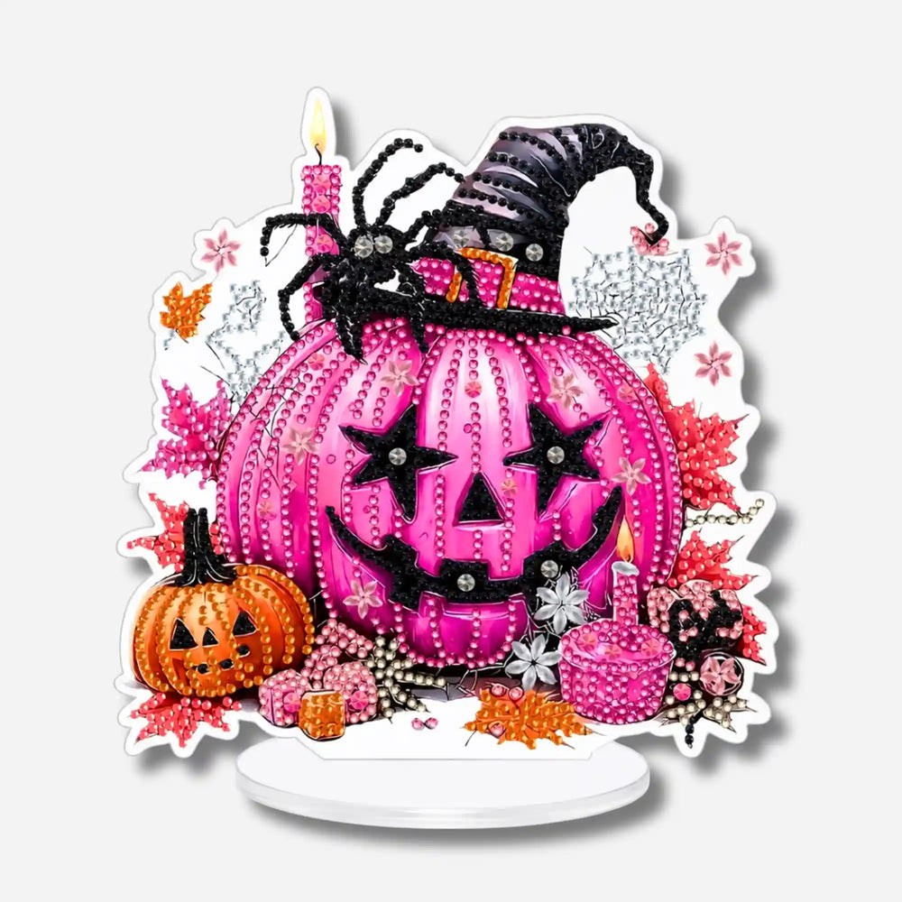 Présentoir Diamond Painting citrouille rose - Halloween