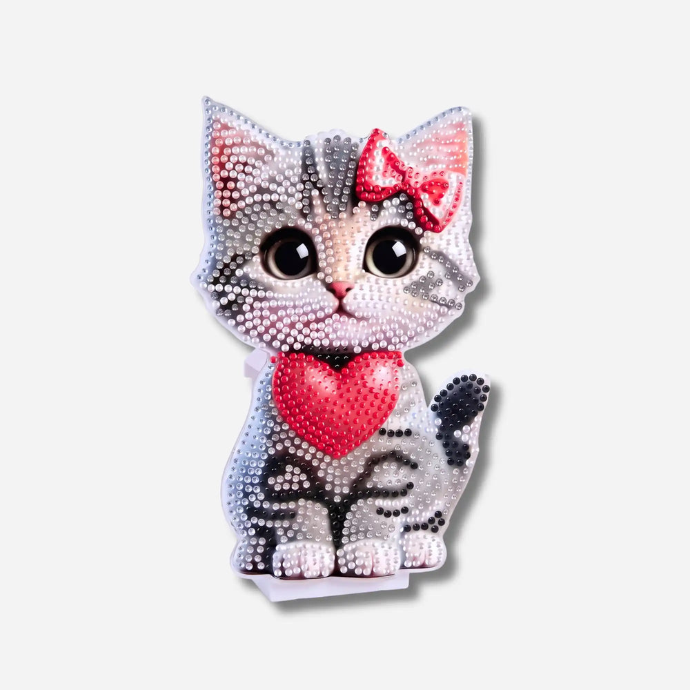 Diamond Painting - Présentoir chat qui dodeline avec cœur