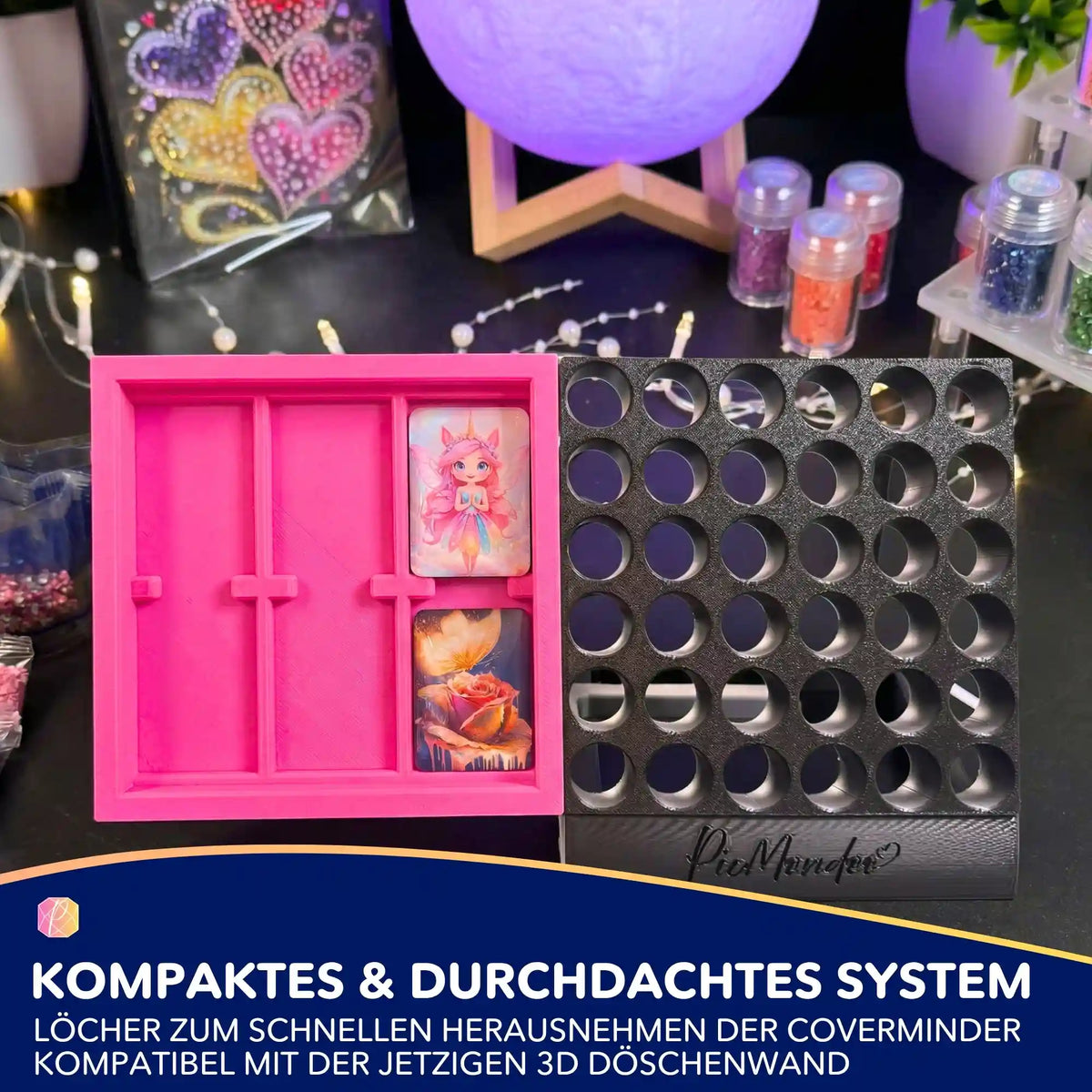 3D Coverminder Brett von Picmondoo zur übersichtlichen Aufbewahrung von rechteckigem Diamond Painting Zubehör