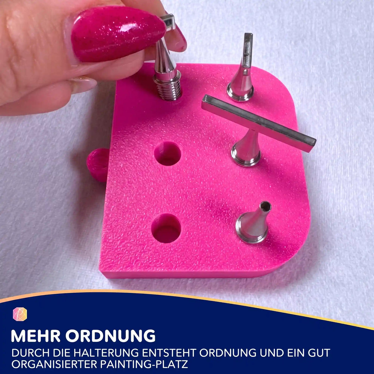 Pinke Halterung für Diamond Painting Aufsätze – Ordnungssystem für Metall-Aufsätze und Zubehör