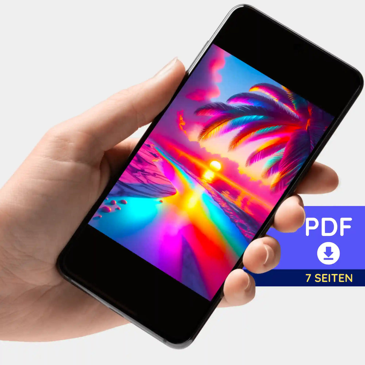 Digitale PDF-Bildmappe Zauberstrand als Vorlage für Diamond Painting und Malen nach Zahlen auf dem Smartphone