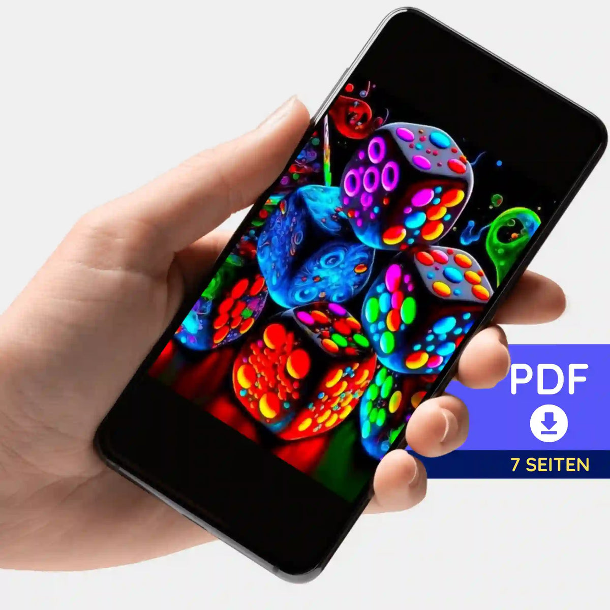 Digitale PDF Bildmappe 'Zeit der Spiele' für Diamond Painting und Malen nach Zahlen auf einem Smartphone