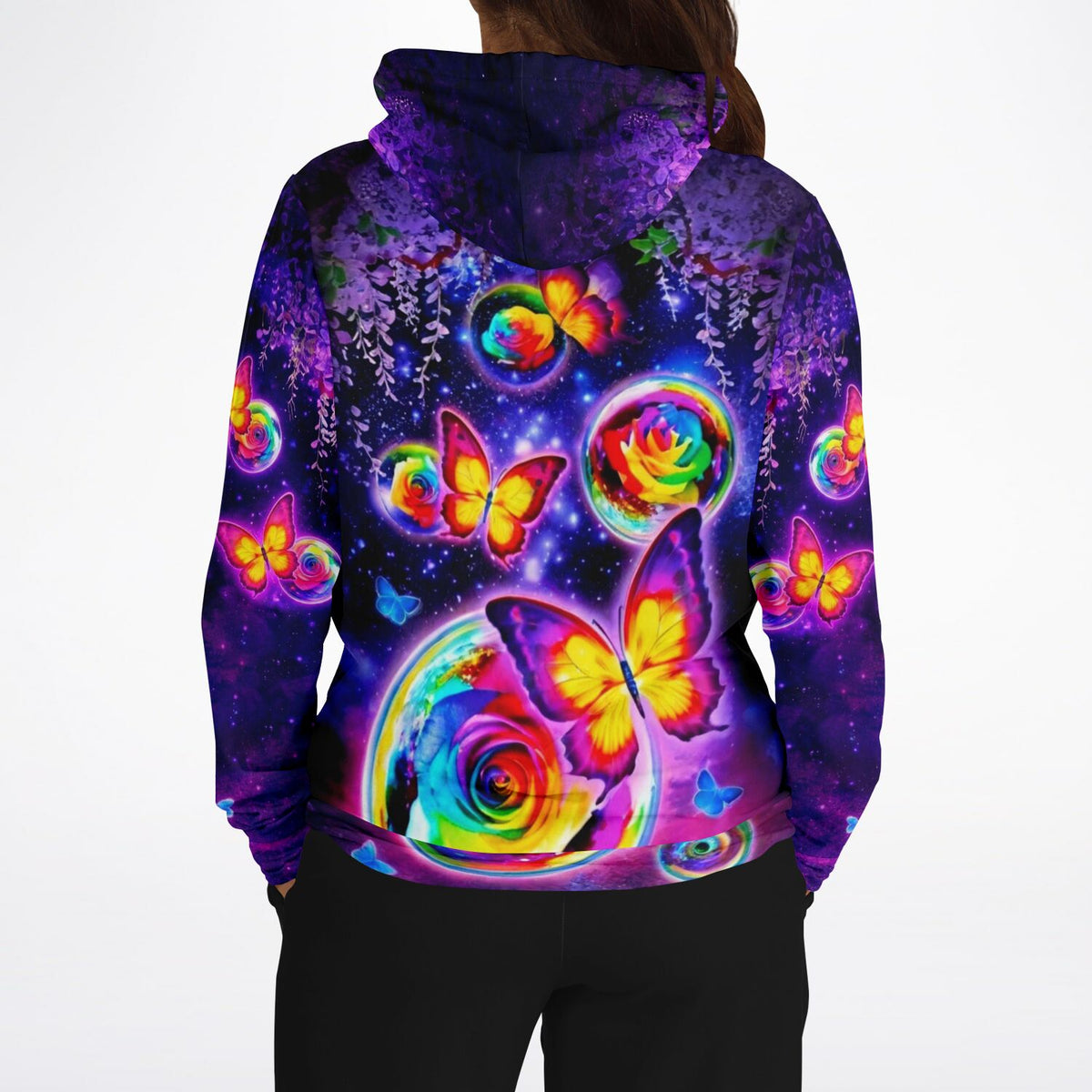 Dreamer Hoodie mit Schmetterlingstanz im Mondschein Motiv in bunten Farben, passend zu Diamond Painting Design