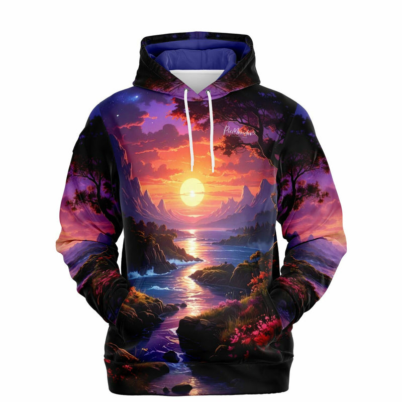 Dreamer Hoodie Melodie des Lichts mit romantischer Sonnenuntergangs-Landschaft im Stil von Diamond Painting Motiven