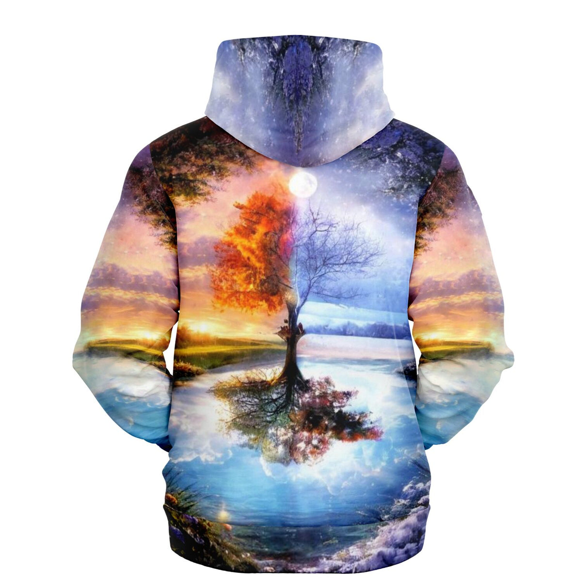 Dreamer Hoodie mit Baum der 4 Jahreszeiten Print, inspiriert von Diamond Painting Motiven und Malen nach Zahlen Kunst