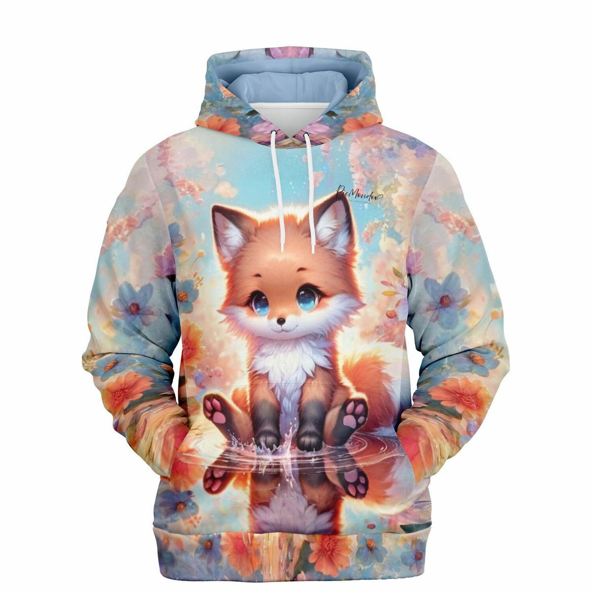 Dreamer Hoodie mit niedlichem Fuchs im Wasser, inspiriert von Malen nach Zahlen Motiven für Kunstliebhaber