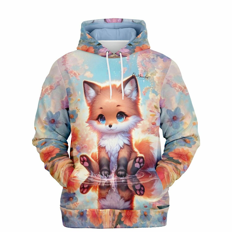 Dreamer Hoodie mit niedlichem Fuchs im Wasser, inspiriert von Malen nach Zahlen Motiven für Kunstliebhaber