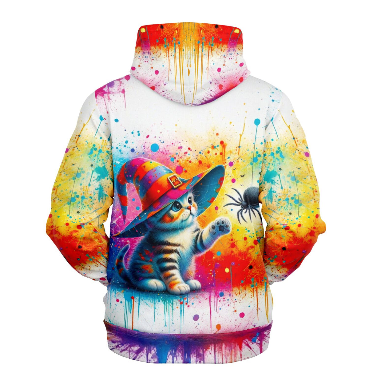 Dreamer Hoodie mit farbenfrohem Zauberkatze-Motiv, inspiriert durch Malen nach Zahlen und Diamond Painting Designs.