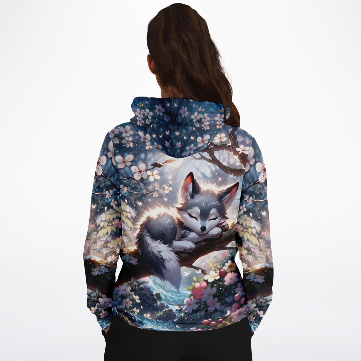 Dreamer Hoodie Yukis Frühling mit schlafendem Fuchs Motiv, passend im Stil unserer Diamond Painting und Malen nach Zahlen