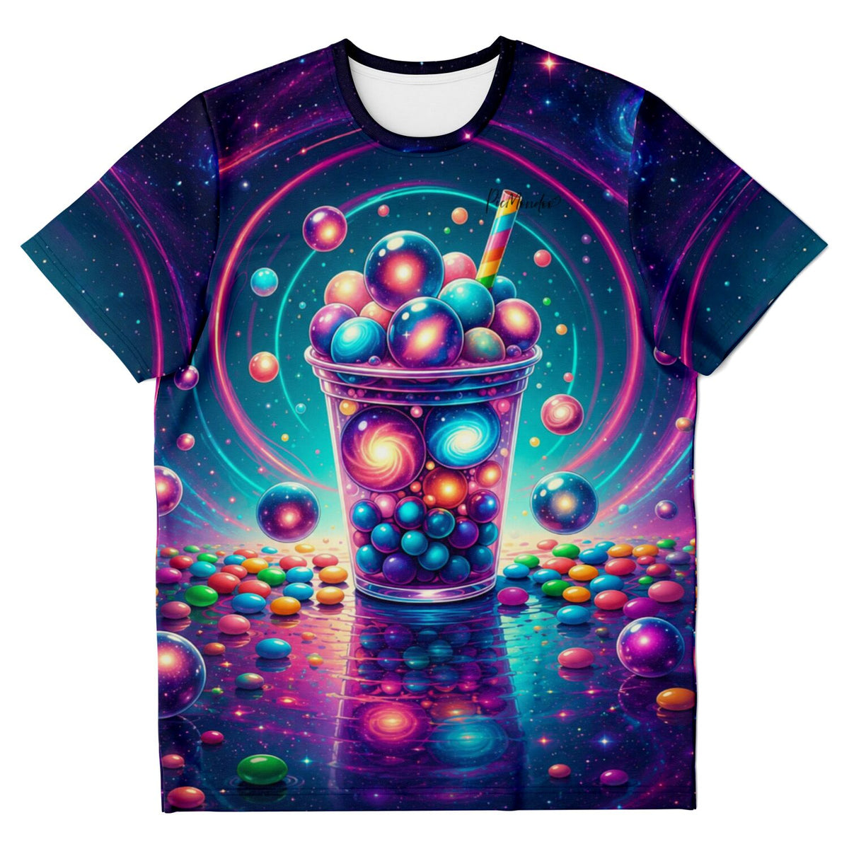 T-Shirt Dreamer Bubble Tea Universum mit buntem Weltraum-Motiv und glänzenden Kugeln im galaktischen Galaxy-Design