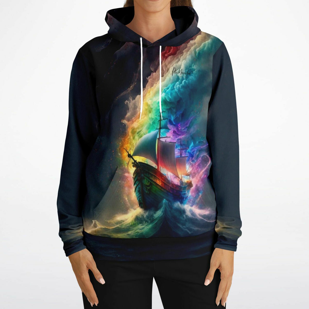 Hoodie mit buntem Schiff-Motiv, kunstvolles Design im Stil von Diamond Painting und Malen nach Zahlen für Erwachsene