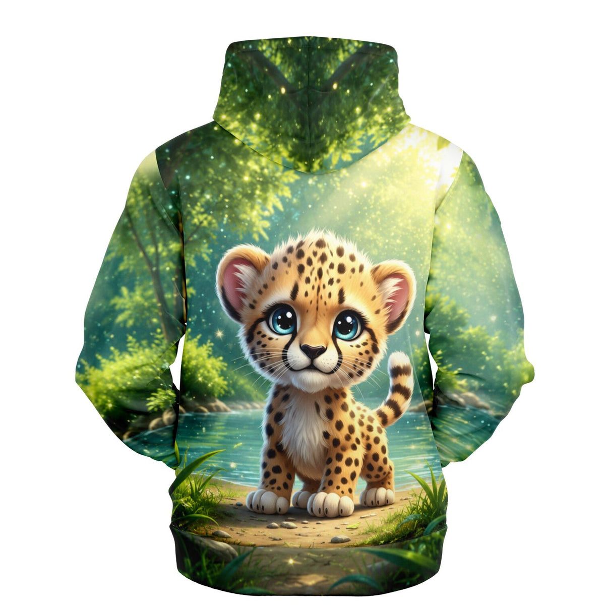 Dreamer Hoodie Kibo mit niedlichem Leoparden-Motiv in mystischem Wald, passend zum Diamond Painting Design