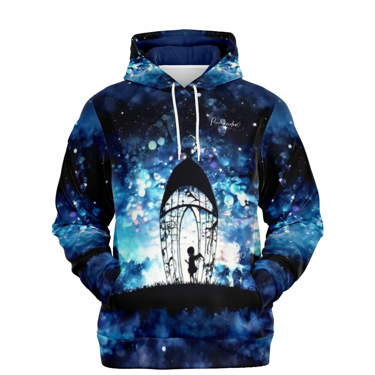 Dreamer Hoodie Engel der vielen Lichter mit galaxyblauem Motiv für Diamond Painting Fans von Picmondoo