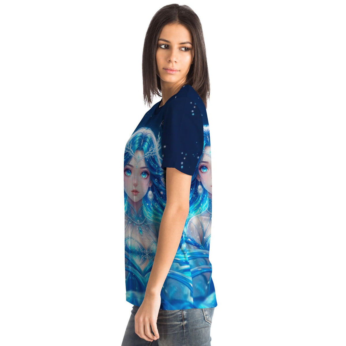 Dunkelblaues T-Shirt mit Nerelya Hüterin der Tiefe Motiv, perfekt für Fans von Diamond Painting und Malen nach Zahlen