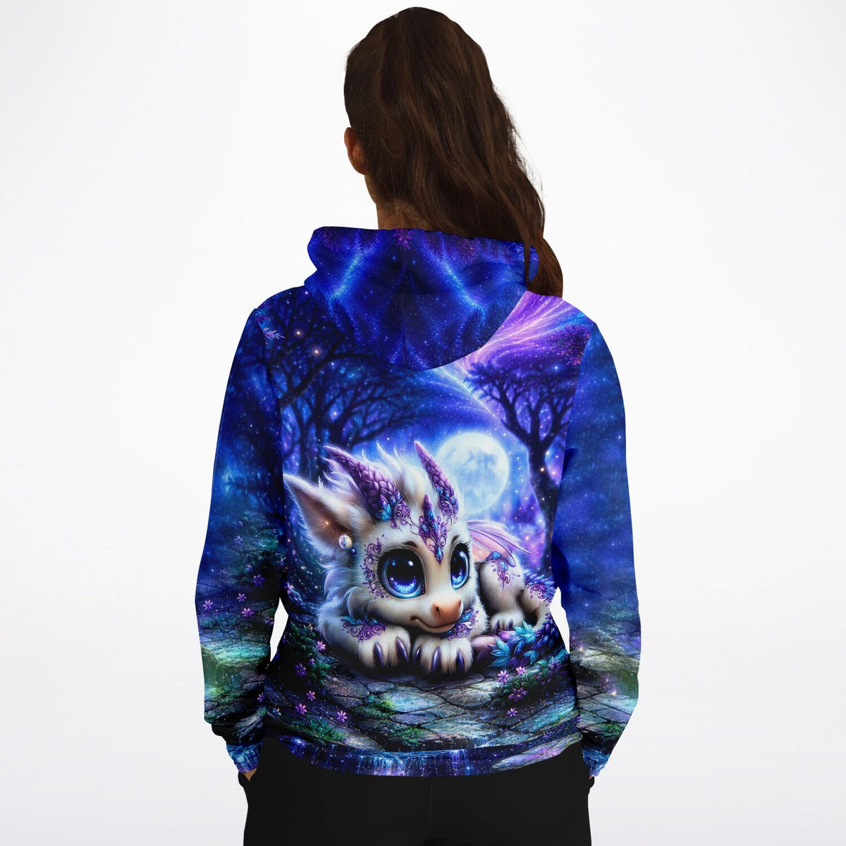 Dreamer Hoodie Lunaris mit süßem Drachen Motiv im Stil von Malen nach Zahlen und Diamond Painting Kunstwerken