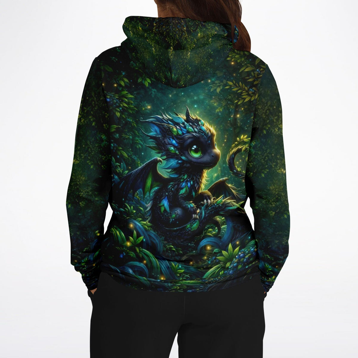 Dreamer Hoodie mit Drago-Drachen Motiv in magischem Wald, passend für Fans von Diamond Painting und Malen nach Zahlen