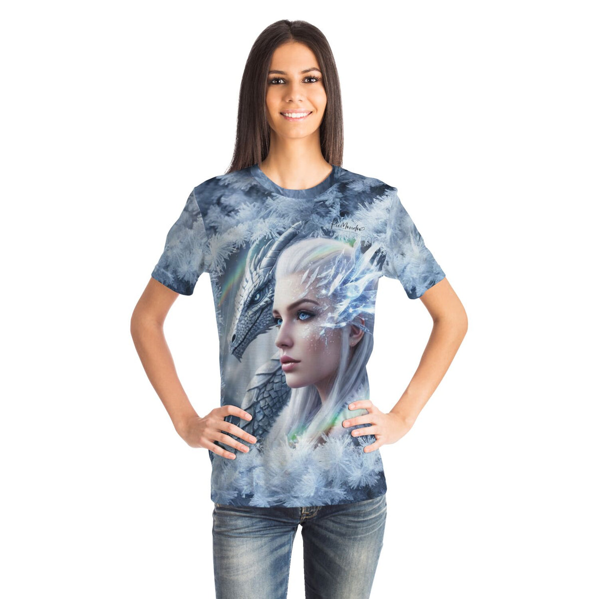 Dragon Queen T-Shirt für Fans von Diamond Painting und Malen nach Zahlen mit detailreichem Drachen- und Elfenmotiv