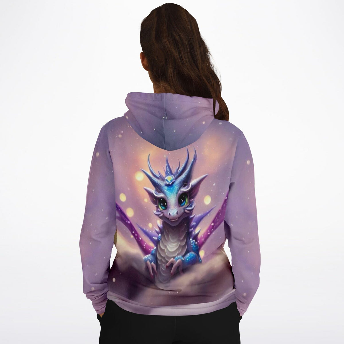 Lila Hoodie mit süßem Drachen-Motiv im Fantasie-Stil, passend zu beliebten Motiven aus Diamond Painting und Malen nach Zahlen