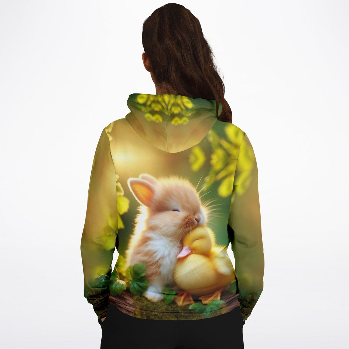 Dreamer Hoodie mit niedlichem Hasen und Entenküken Motiv, perfekt für Fans von Diamond Painting und Malen nach Zahlen.