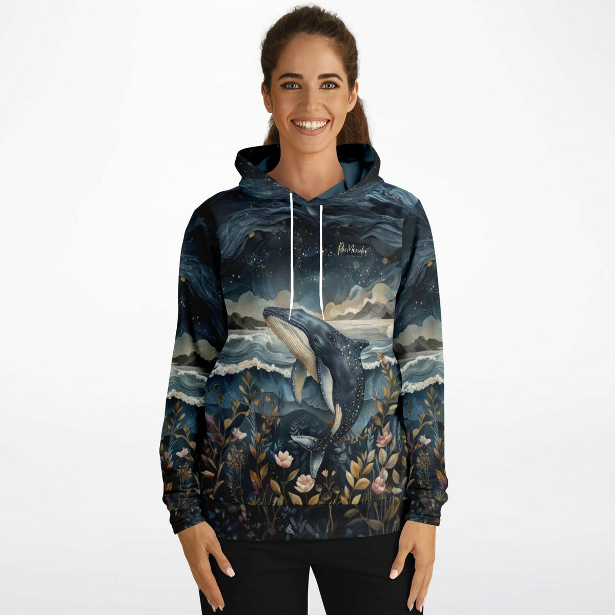 Dreamer Hoodie von Susen Pfifferling mit magischem Wal-Motiv Meeresträume für Fans von Diamond Painting und Kunst.