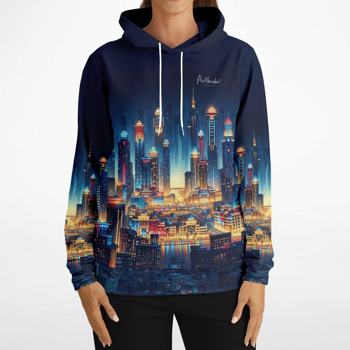 Dreamer Hoodie mit Stadt der Lichter Motiv im Stil von Diamond Painting und Malen nach Zahlen Kunstwerken