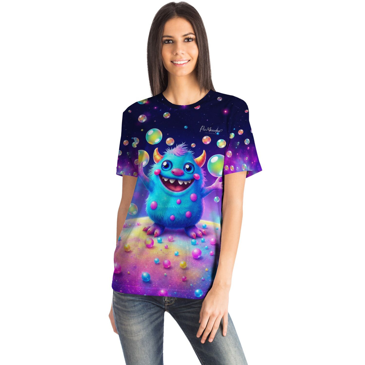 Dreamer T-Shirt mit buntem Monster-Motiv, inspiriert durch Diamond Painting und Malen nach Zahlen Designs von Picmondoo.